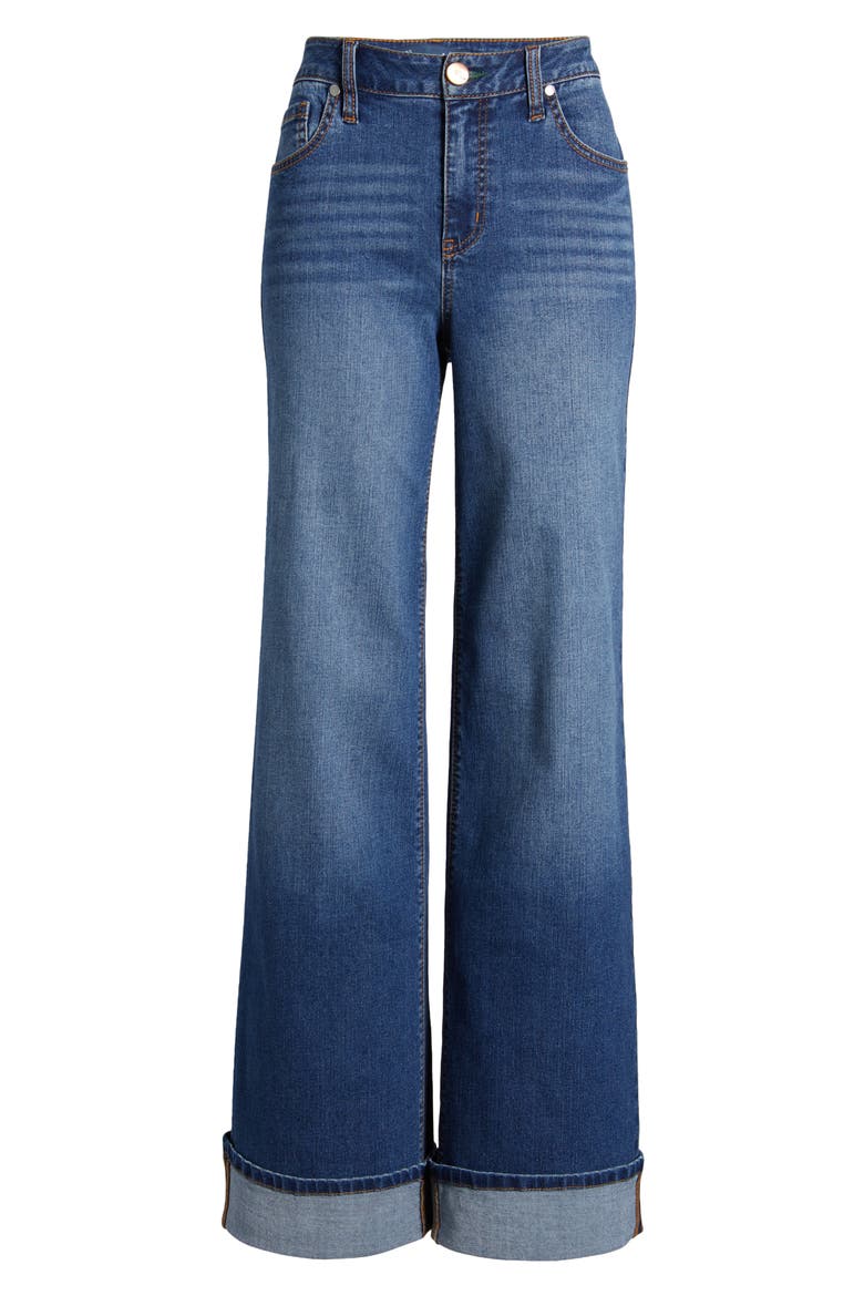 High Waist Cuff Slim Wide Leg Jeans, Alternate, color, OAKLEE