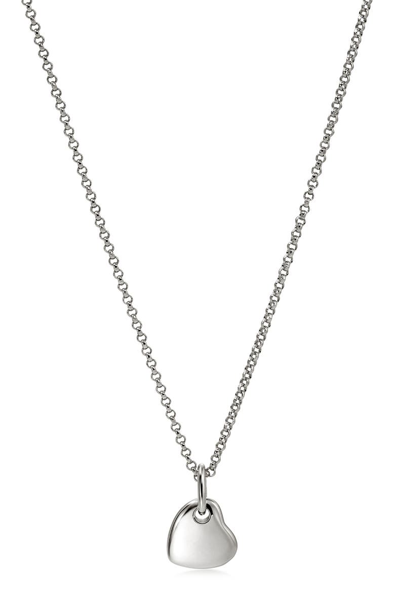 Pebble Heart Pavé Diamond Short Pendant Necklace, Alternate, color, SILVER