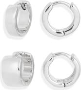 Open Edit Set of 2 Huggie Hoop Earrings
