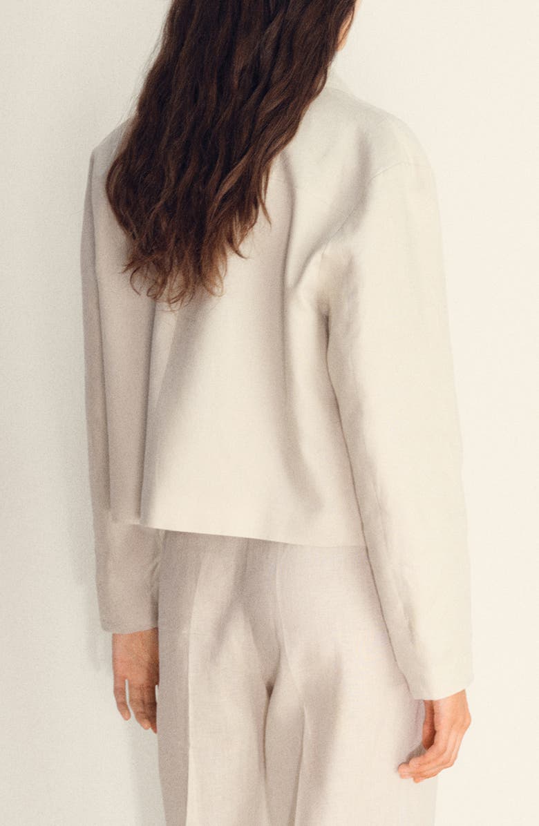 Pocket Linen Crop Shirt Jacket