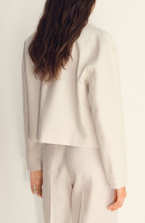 Mango Pocket Linen Crop Shirt Jacket In Neutral