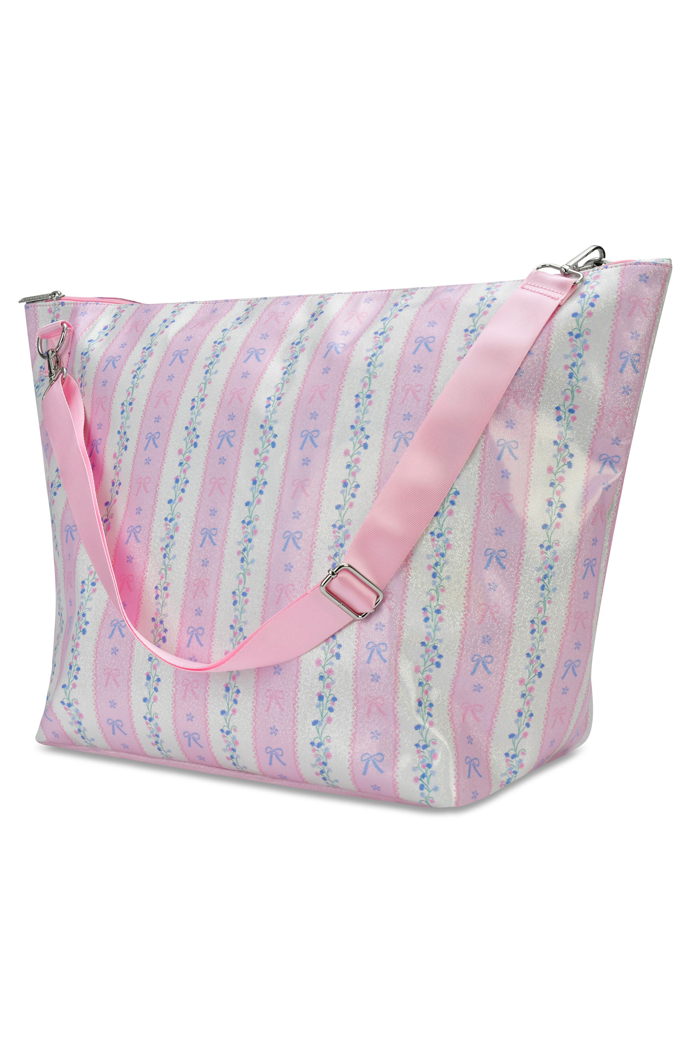 Iscream Kids' Floral Stripes Weekender Bag, Alternate, color, Pink Multi