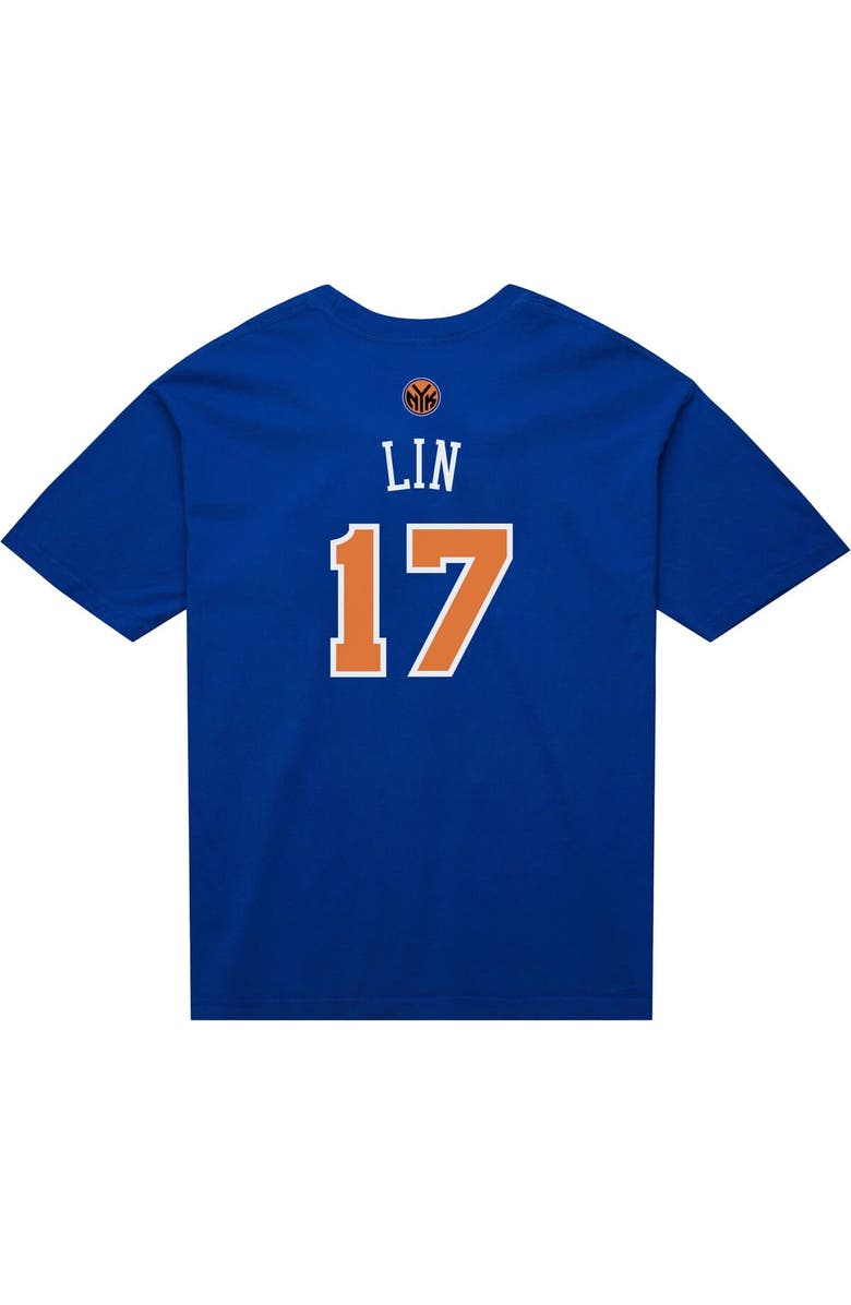 Mitchell & Ness Men's Mitchell & Ness Jeremy Lin Blue New York Knicks Name & Number T-Shirt, Alternate, color, Blue