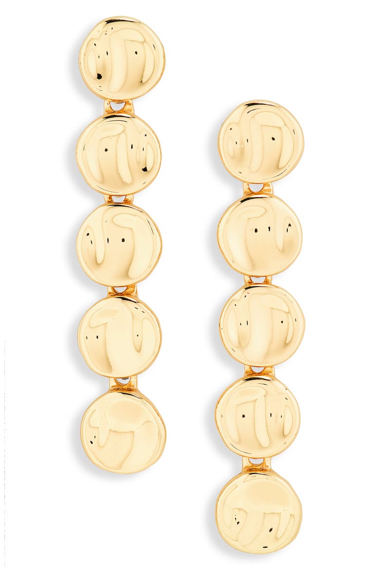 Round Station Drop Earrings, Main, color, GOLD