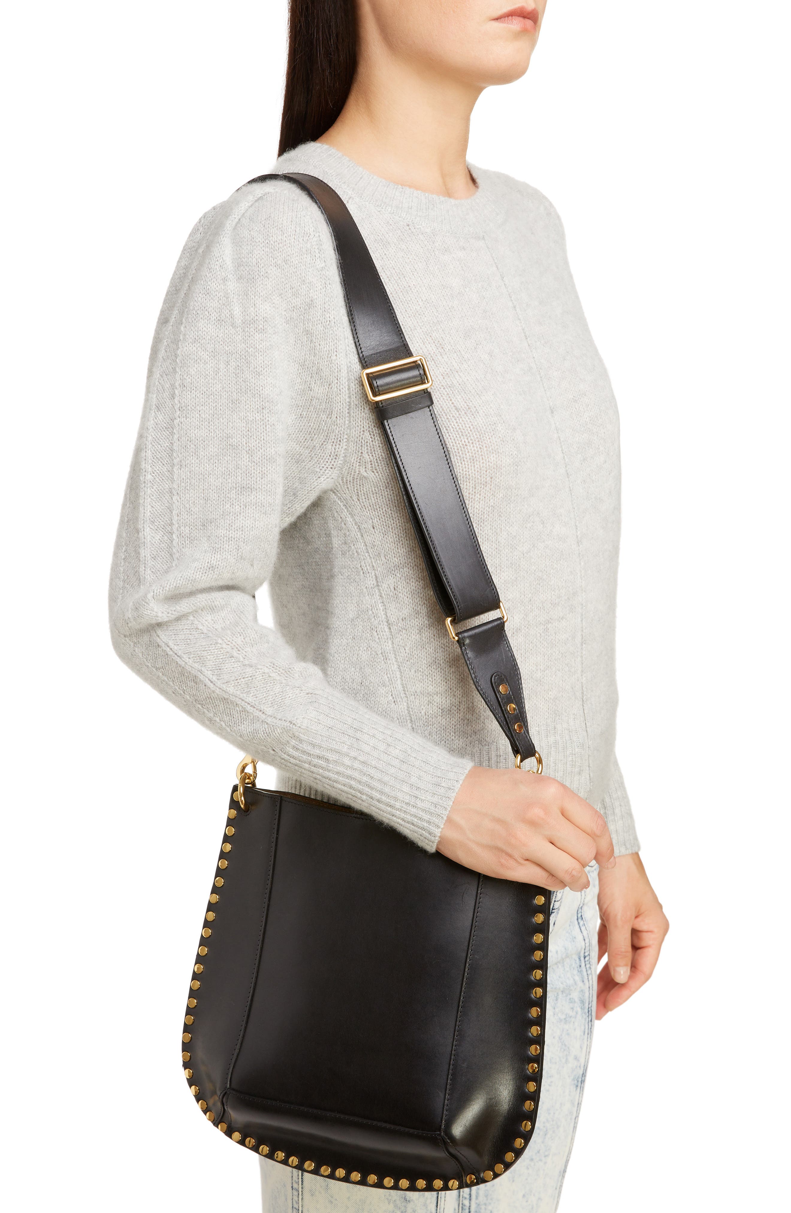 Isabel Marant Oskan New Leather Hobo, Alternate, color, 