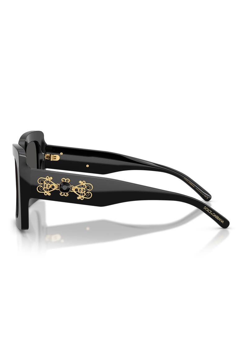 54mm Square Sunglasses, Alternate, color, BLACK / DARK GREY