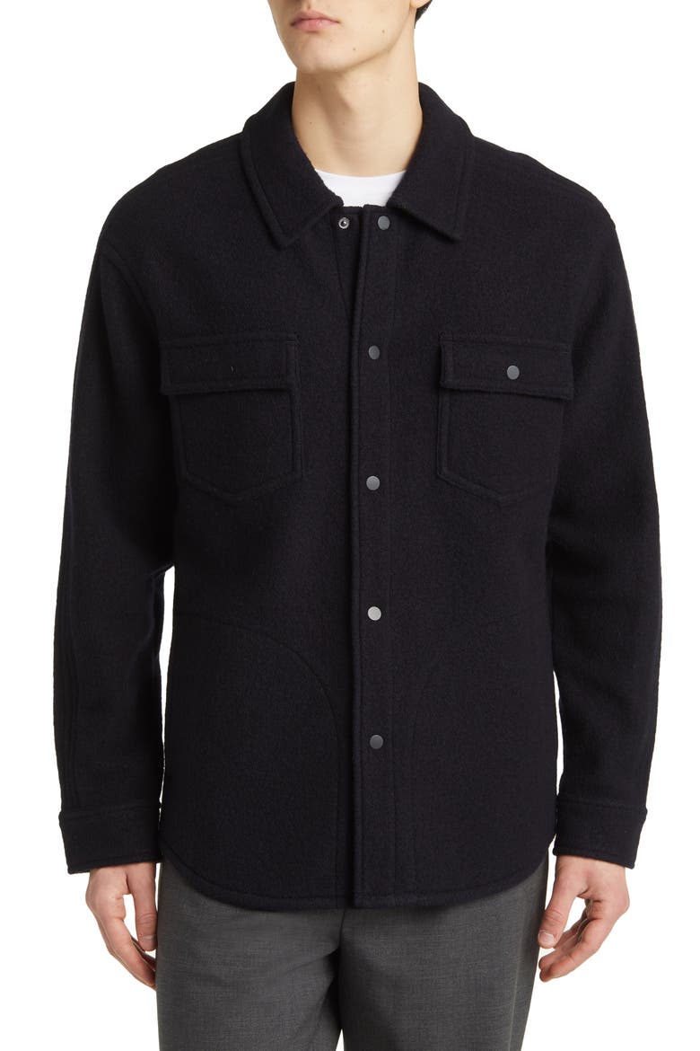 Warden Boiled Wool Overshirt, Alternate, color, BLACK