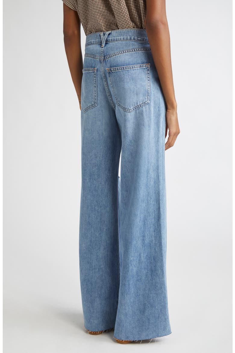 Kasey Ripped Raw Hem Mid Rise Wide Leg Jeans, Alternate, color, BRIGHT LAKESHORE