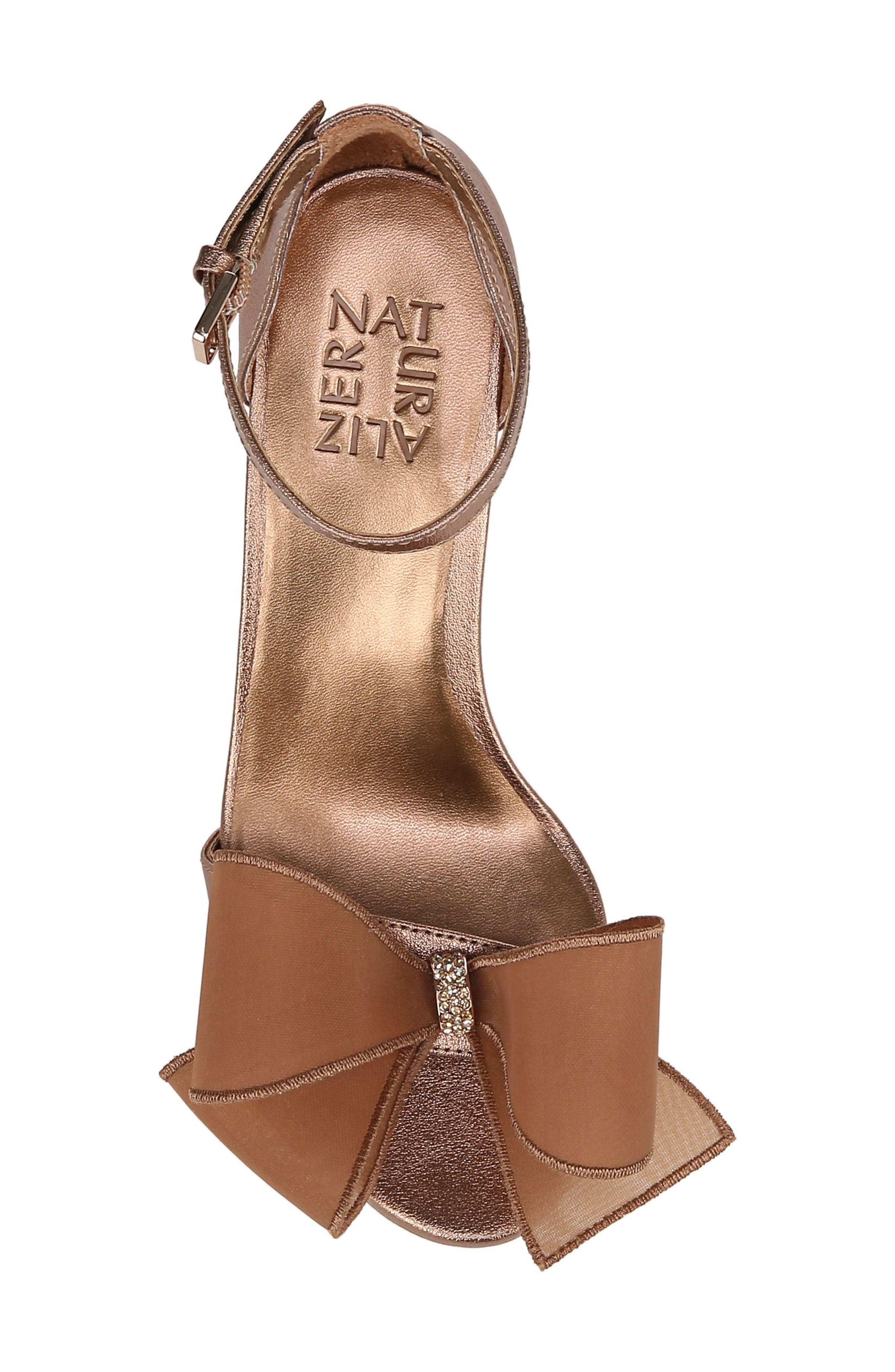 Always Bow Ankle Strap Platform Sandal, Alternate, color, COOKIE DOUGH FAUX LEATHER