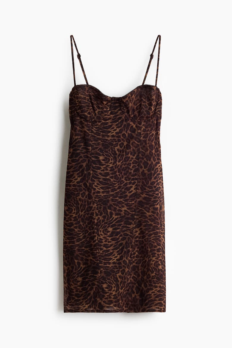 Fitted Mesh Dress, Alternate, color, Dark brown/leopard print