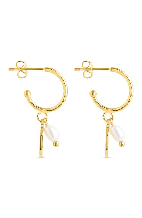 Sterling Forever Morgan Faux Pearl Hoop Earrings In Gold