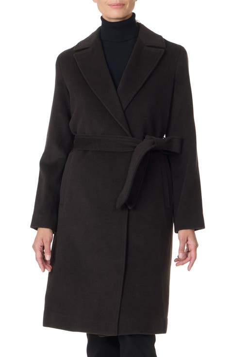 Belted Notch Collar Wool Coat