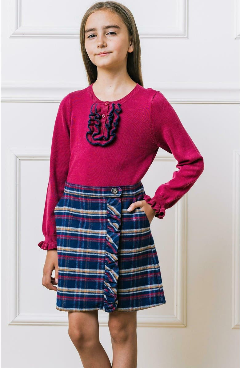 Hope & Henry Girls' Flannel Ruffle Skirt, Kids, Alternate, color,