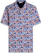 Bugatchi Hendrix Digital Watercolor Floral Print Pima Cotton Polo