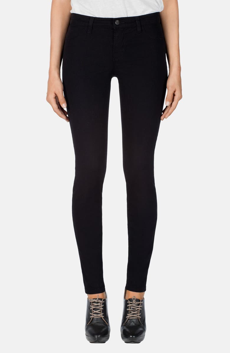 J Brand '485' Mid Rise Super Skinny Jeans, Main, color, Black