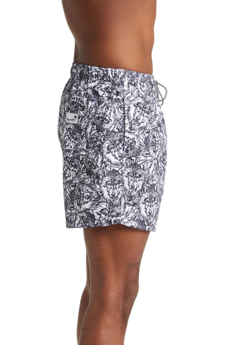 Boardies Wolf Print Mid Swim Trunks, Alternate, color,