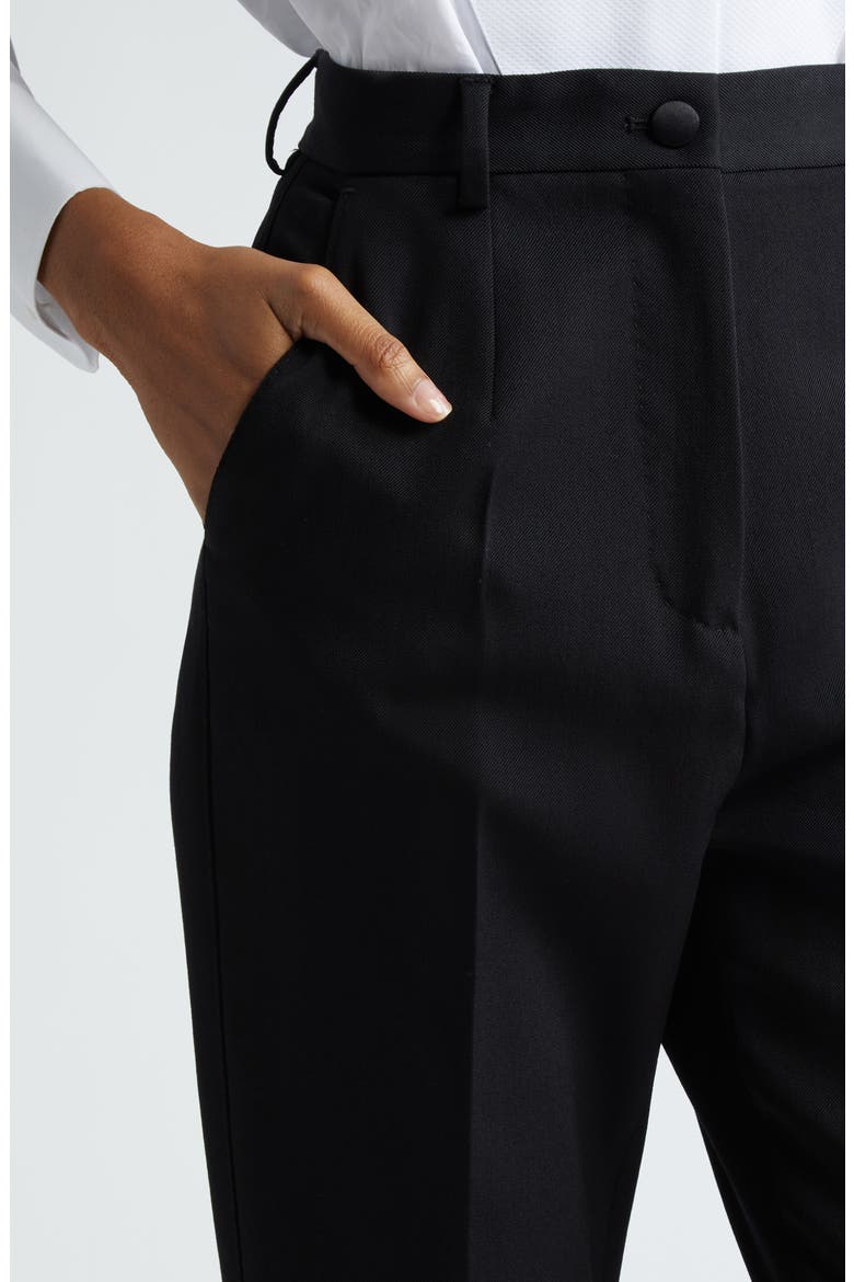 Wool Blend Gabardine Ankle Trousers, Alternate, color, NERO
