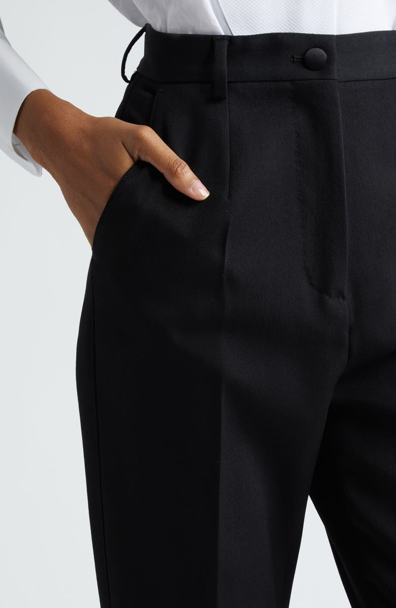 Dolce&Gabbana Wool Blend Gabardine Ankle Trousers, Alternate, color, Nero