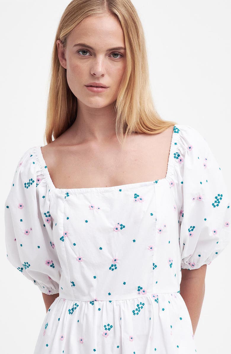 Barbour Fairacre Embroidered Floral Cutout Cotton Poplin Midi Dress, Alternate, color, White Multi