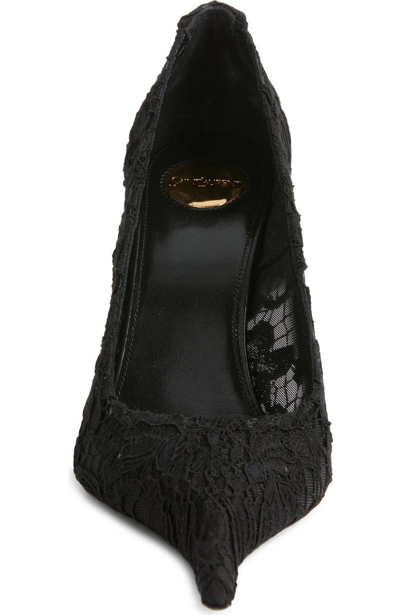 Saint Laurent Thierry Pointy Toe Lace Pump, Alternate, color, Noir