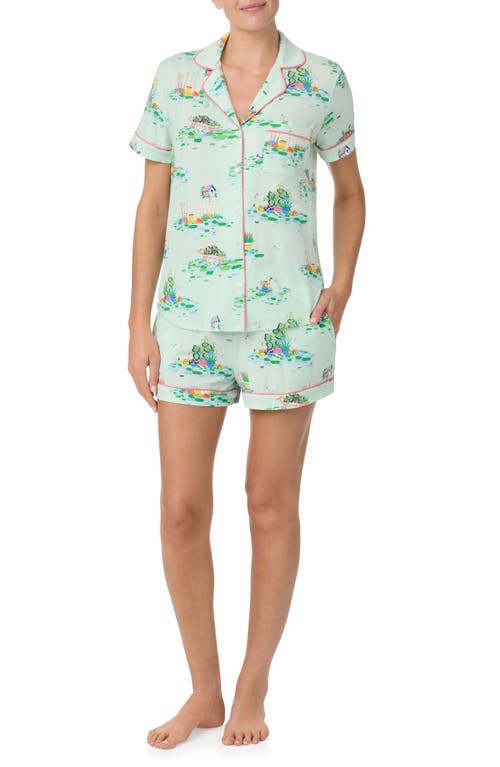 Kate Spade New York Print Short Pajamas In Green Print
