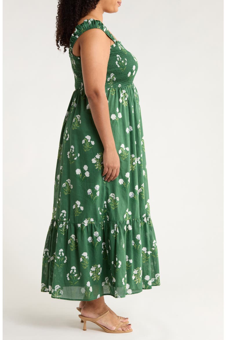 Kestrel Floral Smocked Cotton Maxi Sundress, Alternate, color, CREAM-GREEN