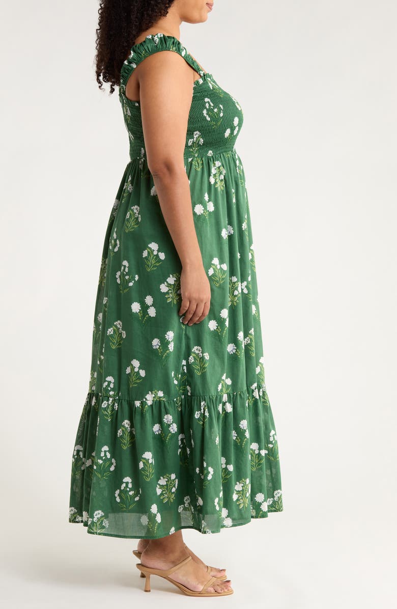 SUGARLIPS Kestrel Floral Smocked Cotton Maxi Sundress, Alternate, color, Cream-Green