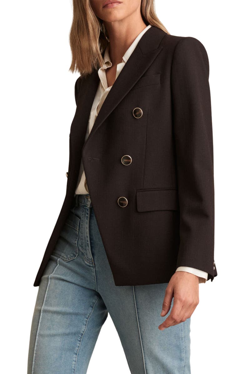 Reiss Lia Double Breasted Wool Blend Blazer, Alternate, color, Chocolate Brown