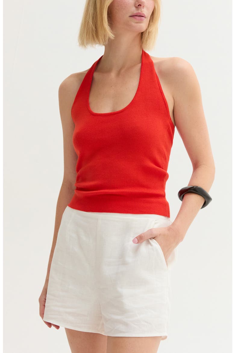 Halter Knit Top, Main, color, Poppy