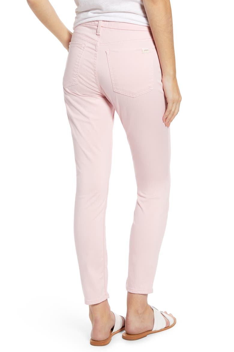 Sateen Ankle Skinny Jeans, Alternate, color, PALE PINK