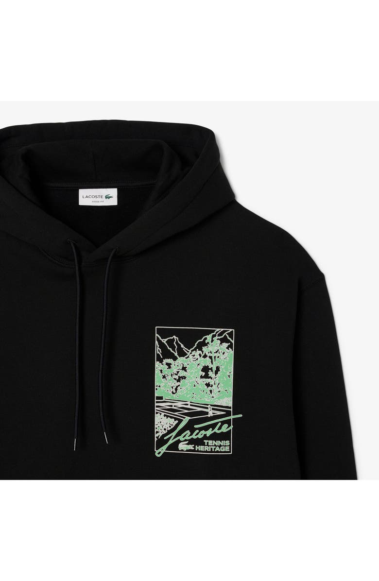 Lacoste Tennis Graphic Hoodie Pullover, Alternate, color, Black