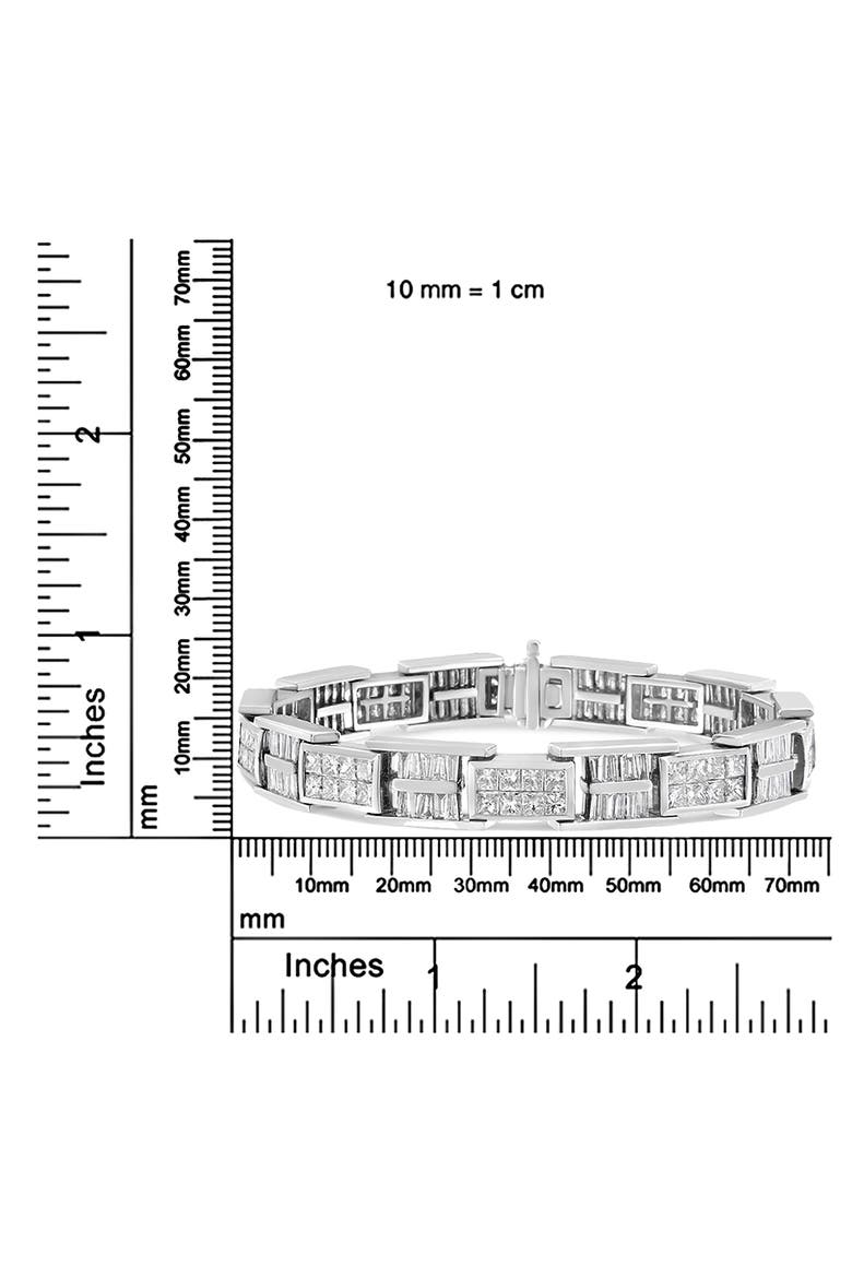 14K White Gold 10 5/8 Cttw Diamond Panel Link Bracelet  - 7" Inches, Alternate, color, White