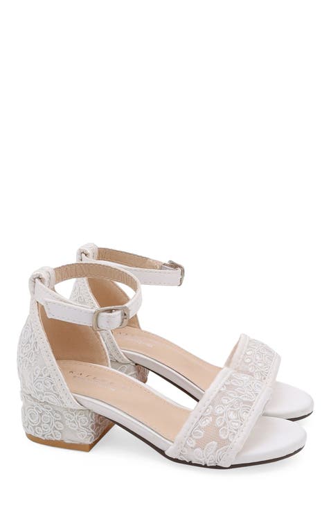 Lily Crochet Lace Low Block Heel Sandals