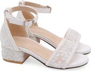 Kailee P Lily Crochet Lace Low Block Heel Sandals