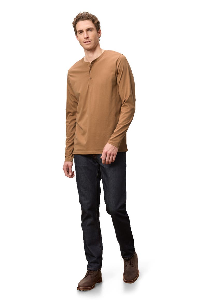 Organic Cotton Softspun Long Sleeve Henley, Main, color, Brown Sugar