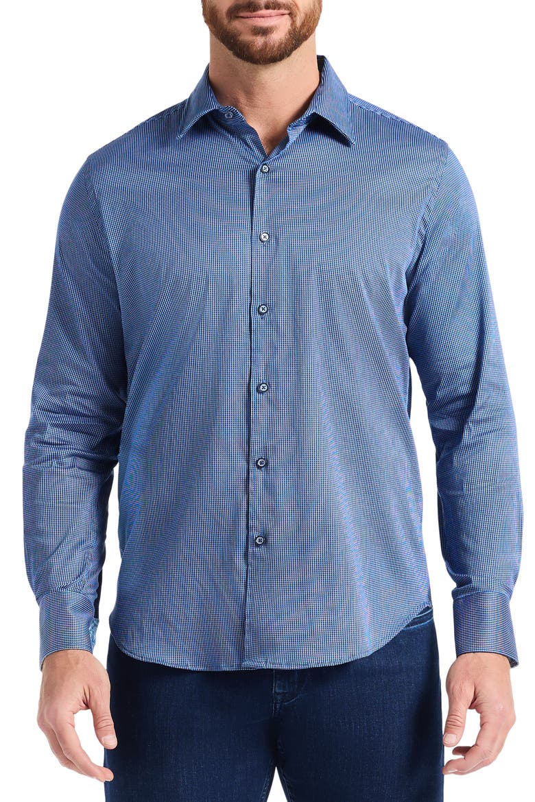 Cortland Stretch Cotton Button-Up Shirt, Main, color, NAVY