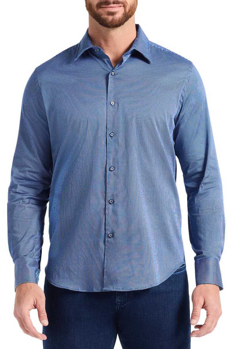 Robert Graham Cortland Stretch Cotton Button-Up Shirt, Main, color, Navy