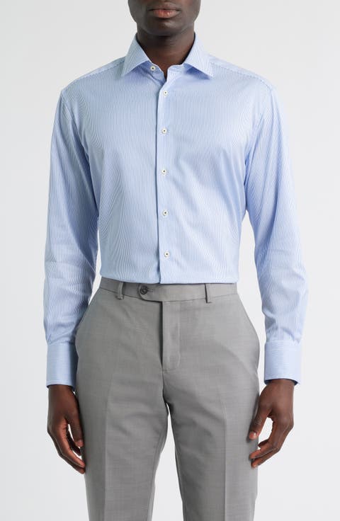 Luxury Modern Fit Micro Stripe Non-Iron Dress Shirt