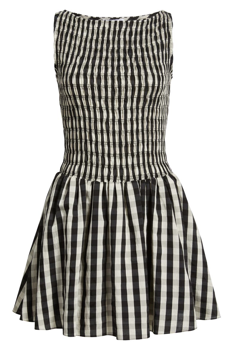Ellen Gingham Minidress, Alternate, color, BLACK