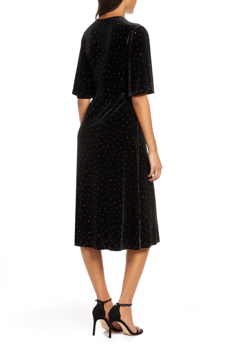 Zoe Dress, Alternate, color, GDVT - GOLD DOTTED VELVET
