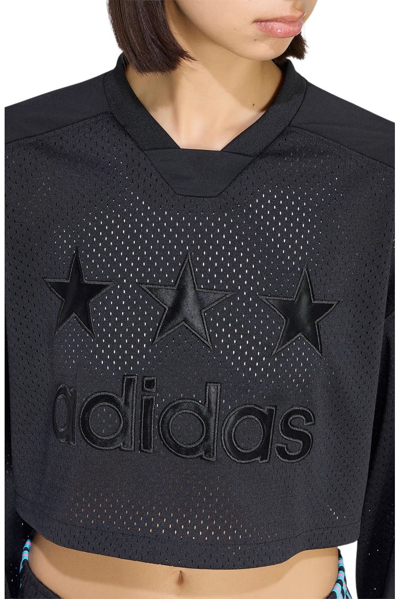 melt the lady cropped jersey bk×gry adidas Originals Mesh Cropped Hockey Jersey (Women) | Nordstrom