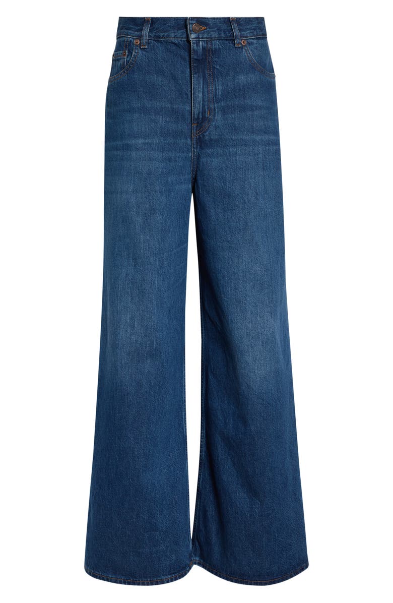 Chloé Organic Cotton Flare Leg Jeans, Alternate, color, Night Blue
