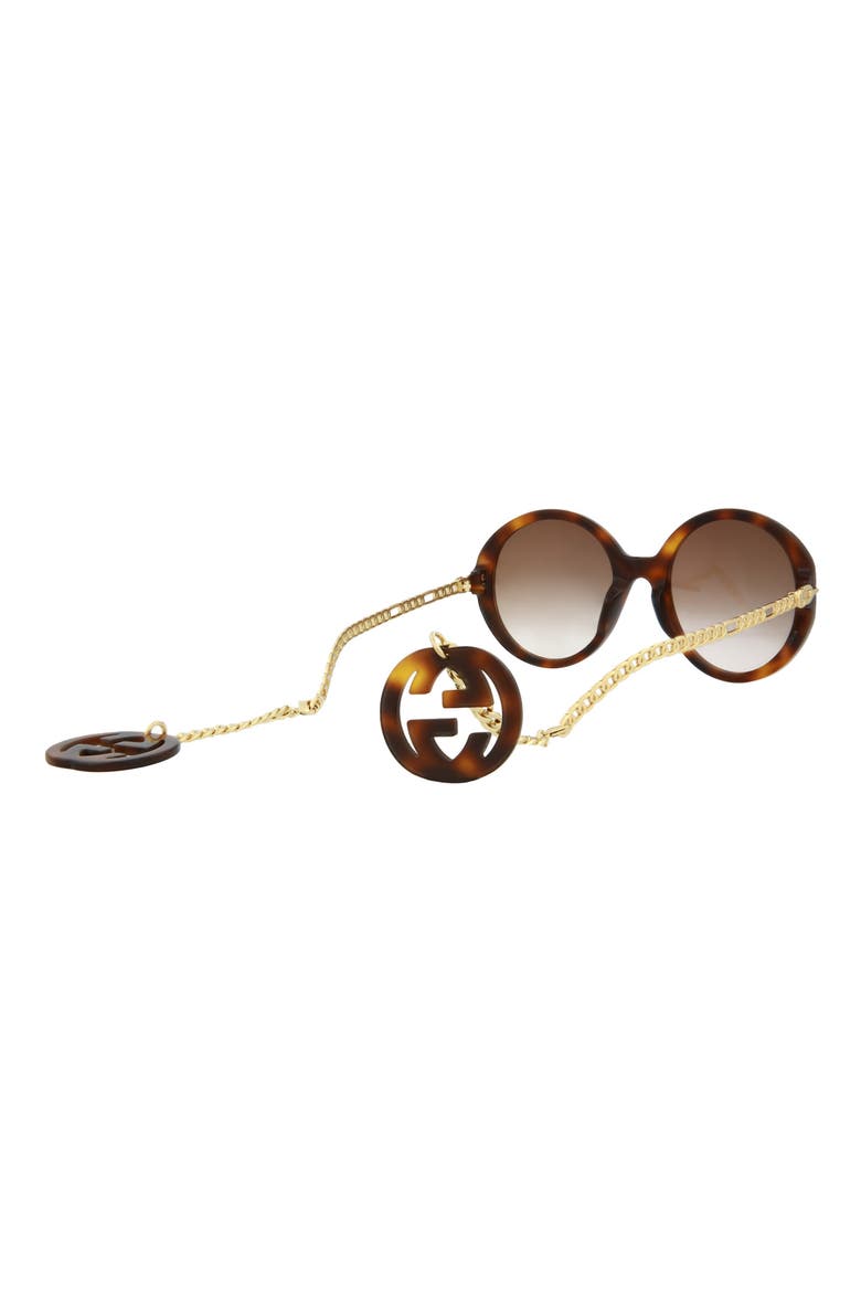 64mm Round Oval Sunglasses, Alternate, color, HAVANA GOLD BROWN