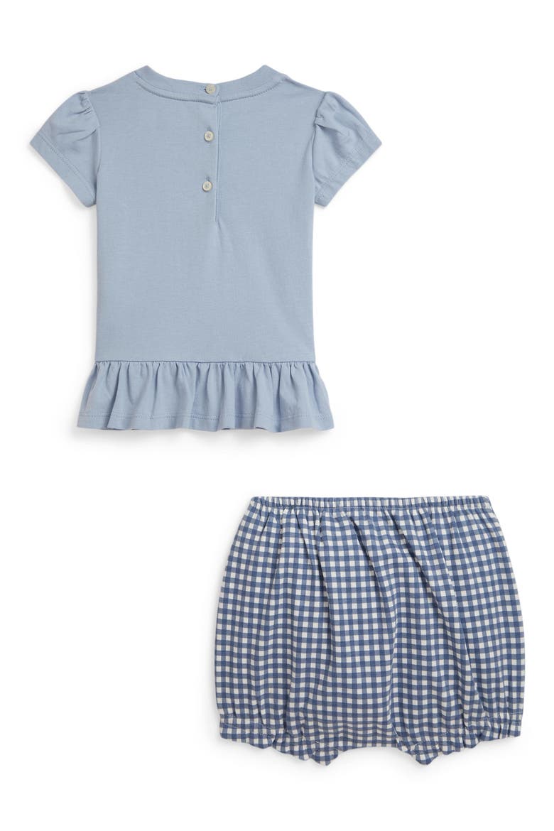 Puppy Cotton Graphic T-Shirt & Gingham Shorts Set, Alternate, color, ESTATE BLUE