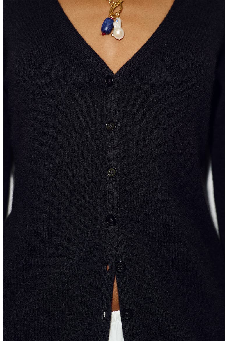 Bloom V-Neck Cashmere Cardigan, Alternate, color, BLACK