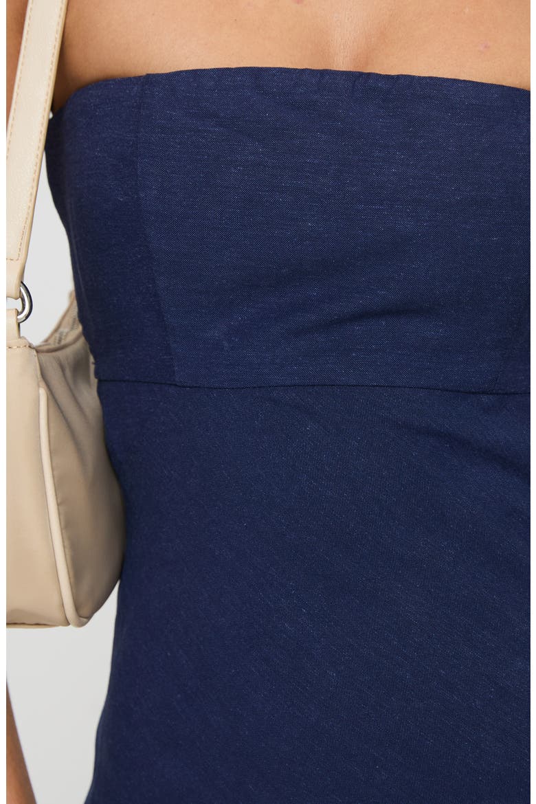Yahir Strapless Linen Blend Maxi Dress, Alternate, color, NAVY