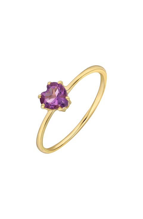 14K Gold Heart Stone Ring