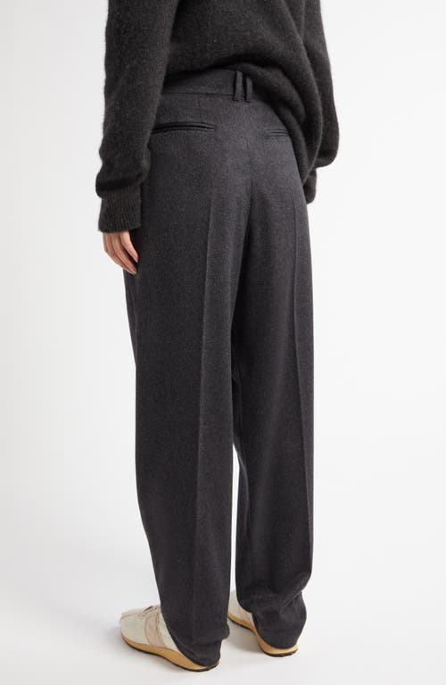 Shop The Row Richelle Pleated Tapered Cashmere Pants In Charcoal Melange