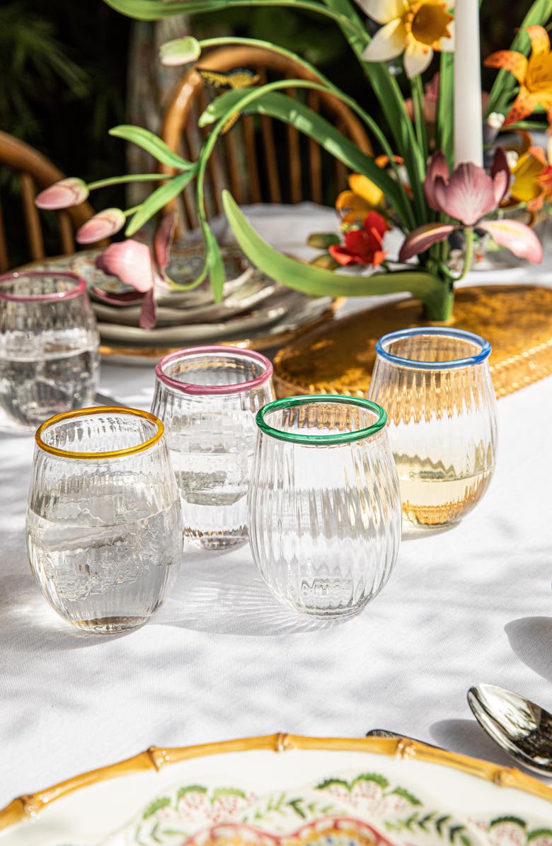 Juliska Nell Stemless Wine Glass, Alternate, color, Chambray