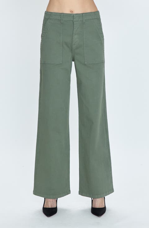 Nicole Stretch Cotton Wide Leg Pants